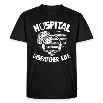 Emergency call control center operations center US flag - Men's Premium Organic T-Shirt - black - Front - Nico (187cm)