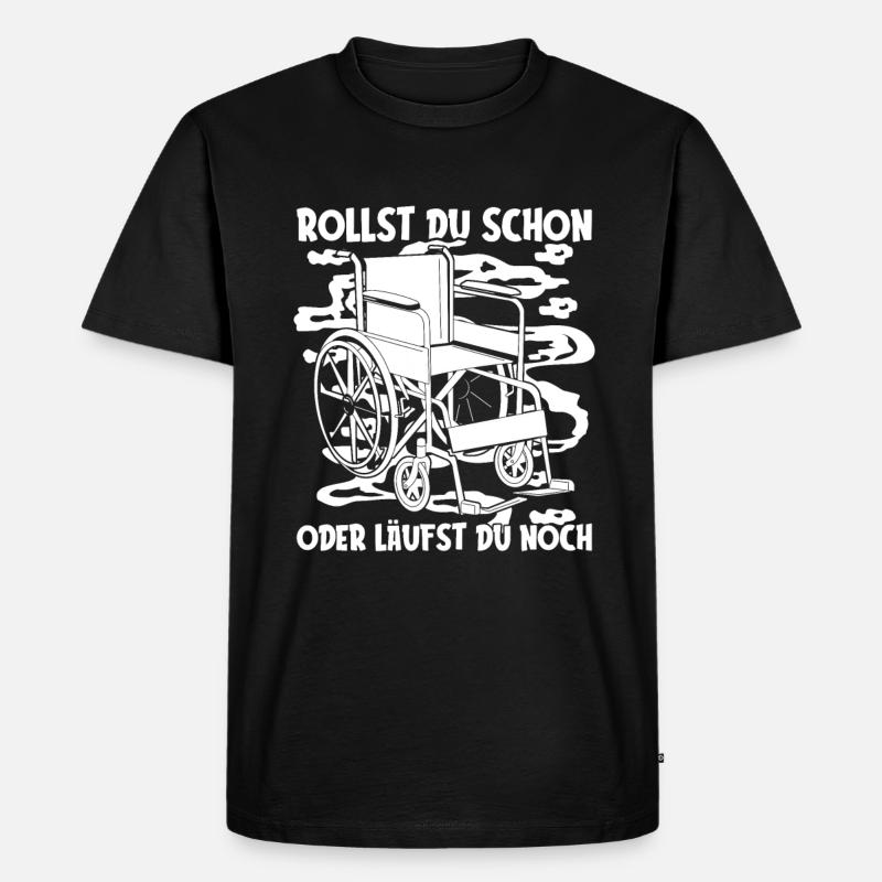 Rollstuhl Rollstuhlfahrer Lustig - Männer Premium Bio T-Shirt - Schwarz