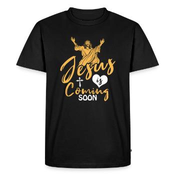 Christian Christianity Jesus Is Coming Soon - Men's Premium Organic T-Shirt - black - Front - Nico (187cm)