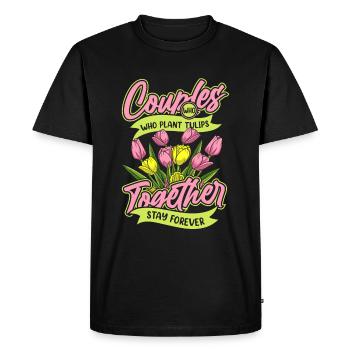 Paire de tulipes - T-shirt Premium bio Homme - noir - Devant - Nico (187cm)