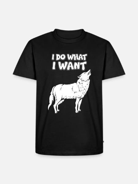 Mir Doch Egal Wolf - Männer Premium Bio T-Shirt - Schwarz