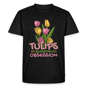 Tulipes Bénédiction Tulipes - T-shirt Premium bio Homme - noir - Devant - Nico (187cm)