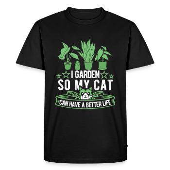 Jardinier amateur Jardin Chat - T-shirt Premium bio Homme - noir - Devant - Nico (187cm)