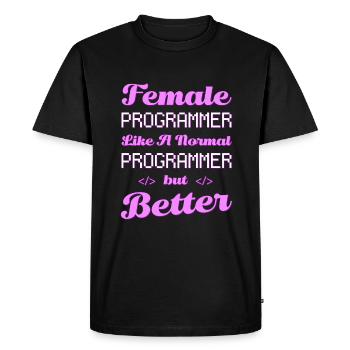Développeur Coder Programmeur Femme - T-shirt Premium bio Homme - noir - Devant - Nico (187cm)