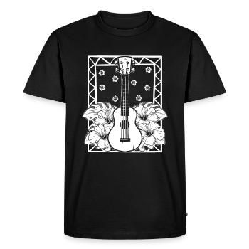 Ukulele Flowers - Men's Premium Organic T-Shirt - black - Front - Nico (187cm)