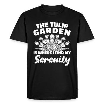 Tulipes Sérénité Tulipes - T-shirt Premium bio Homme - noir - Devant - Nico (187cm)
