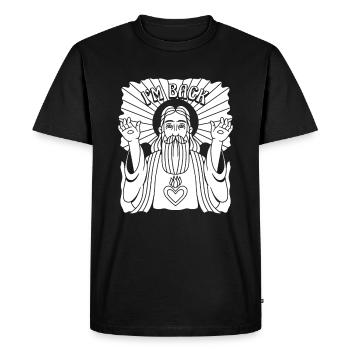 christian christian funny in the back - Men's Premium Organic T-Shirt - black - Front - Nico (187cm)