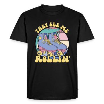 Sie sehen, dass ich Roller Derby Frauen Skaten rol - Männer Premium Bio T-Shirt - Schwarz - Vorne - Nico (187cm)
