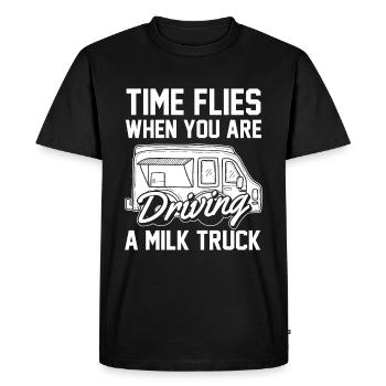 Lait de vache Humour Wagon de lait - T-shirt Premium bio Homme - noir - Devant - Nico (187cm)