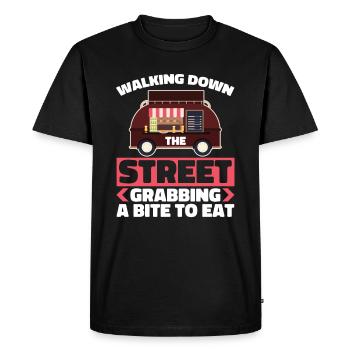 Cuisine de rue drôle - T-shirt Premium bio Homme - noir - Devant - Nico (187cm)