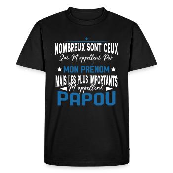 Les plus importants Mappellent Papou Humour Cadeau - T-shirt Premium bio Homme - noir - Devant - Nico (187cm)