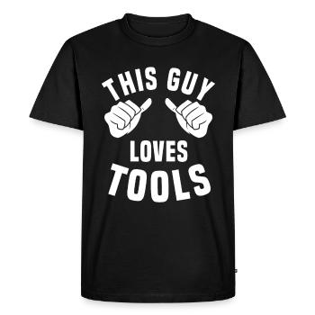 Ce gars aime les outils - T-shirt Premium bio Homme - noir - Devant - Nico (187cm)