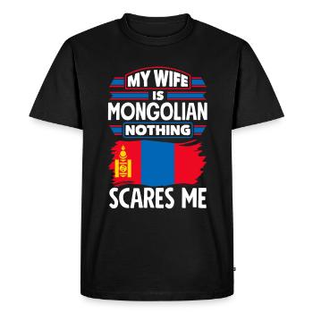 Mongolie Mongolie Citation du drapeau mongol - T-shirt Premium bio Homme - noir - Devant - Nico (187cm)