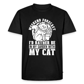 Jardinier amateur jardin félin chat de jardin - T-shirt Premium bio Homme - noir - Devant - Nico (187cm)