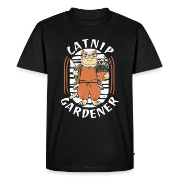 Hobby jardinier jardin herbe à chat chat - T-shirt Premium bio Homme - noir - Devant - Nico (187cm)