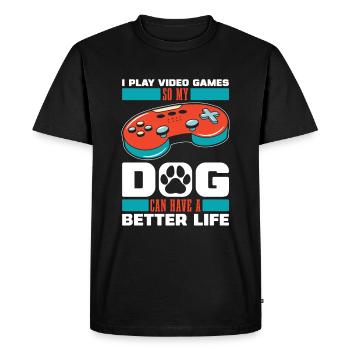 Chien de jeu Gamer - T-shirt Premium bio Homme - noir - Devant - Nico (187cm)