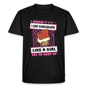 Chocolat Chocolat Drôle - T-shirt Premium bio Homme - noir - Devant - Nico (187cm)