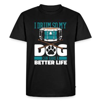 Drums Drummer Drummer Dog - Men's Premium Organic T-Shirt - black - Front - Nico (187cm)
