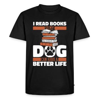 Livre Rat de bibliothèque Rat de bibliothèque Chien - T-shirt Premium bio Homme - noir - Devant - Nico (187cm)