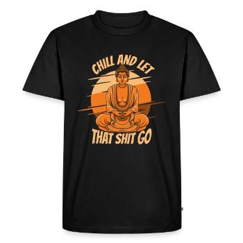 Bouddha bouddhiste Bouddha lâche prise de la merde - T-shirt Premium bio Homme - noir - Devant - Nico (187cm)