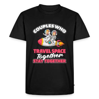 Astronaute Astronaute Cosmonaute Couple - T-shirt Premium bio Homme - noir - Devant - Nico (187cm)