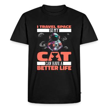 Astronaute, astronaute, cosmonaute, chat - T-shirt Premium bio Homme - noir - Devant - Nico (187cm)