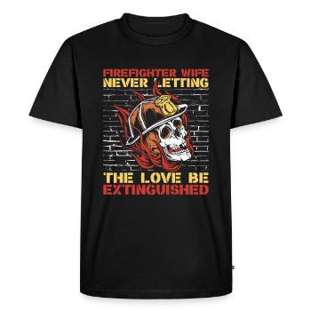 Firefighter, wife, firefighter - Men's Premium Organic T-Shirt - black - Front - Nico (187cm)