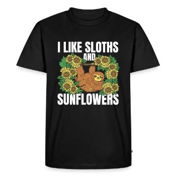 Sloth Flower Sloth Sunflower - Men's Premium Organic T-Shirt - black - Front - Nico (187cm)