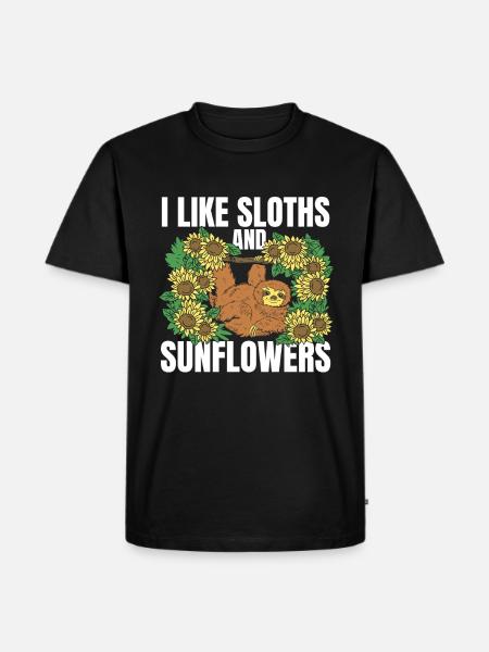 Sloth Flower Sloth Sunflower - Men's Premium Organic T-Shirt - black