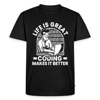 Developer Coder Programmer Humor - Men's Premium Organic T-Shirt - black - Front - Nico (187cm)