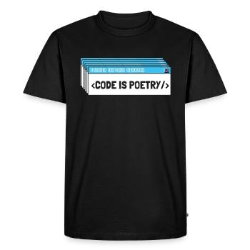 Développeur Coder Programmeur Poésie - T-shirt Premium bio Homme - noir - Devant - Nico (187cm)