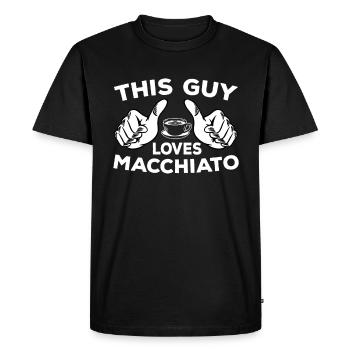 Funny Macchiato Coffee Shirt - Men's Premium Organic T-Shirt - black - Front - Nico (187cm)