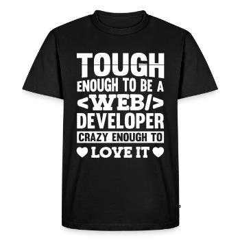 Développeur Web Développeur Web - T-shirt Premium bio Homme - noir - Devant - Nico (187cm)