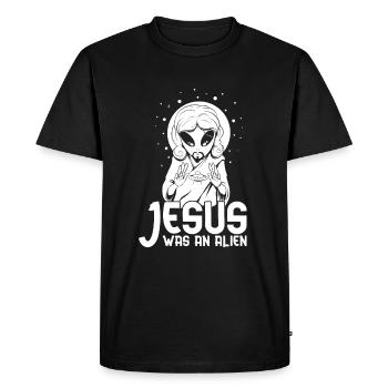 Christ Christianity Funny Alien Jesus - Men's Premium Organic T-Shirt - black - Front - Nico (187cm)