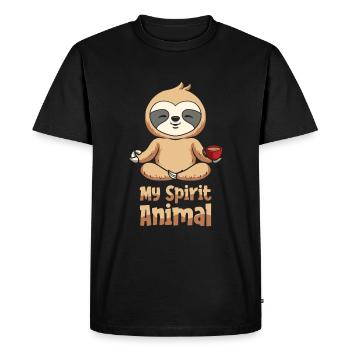 Sloth Cute Sloth Sunflower - Men's Premium Organic T-Shirt - black - Front - Nico (187cm)