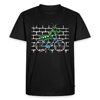 Mante religieuse Mantis Bicyclette - T-shirt Premium bio Homme - noir - Devant - Nico (187cm)