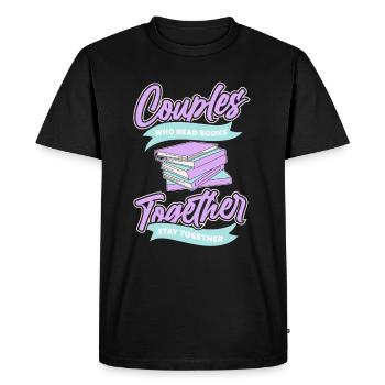 Livre Rat de bibliothèque Rat de bibliothèque Couple - T-shirt Premium bio Homme - noir - Devant - Nico (187cm)