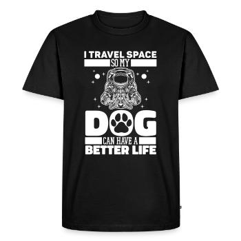 Astronaute Astronaute Cosmonaute Chien - T-shirt Premium bio Homme - noir - Devant - Nico (187cm)