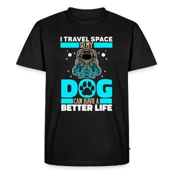 Astronaute Astronaute Cosmonaute Chien - T-shirt Premium bio Homme - noir - Devant - Nico (187cm)