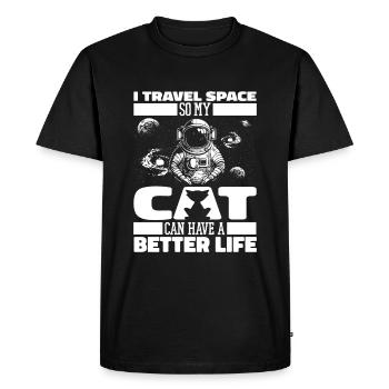 Astronaute, astronaute, cosmonaute, chat - T-shirt Premium bio Homme - noir - Devant - Nico (187cm)