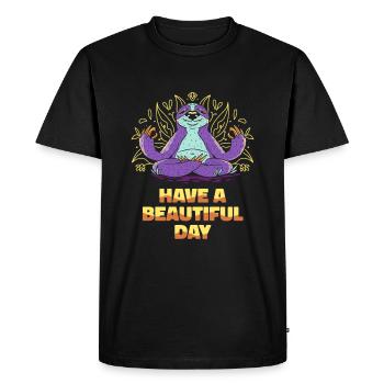 Sloth Meditation Sloth Yoga - Men's Premium Organic T-Shirt - black - Front - Nico (187cm)