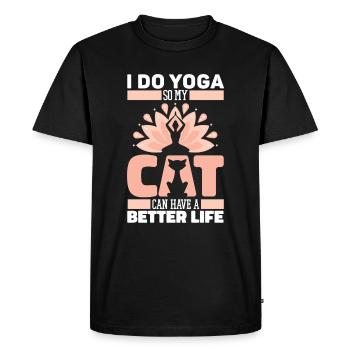 Chat de yoga - T-shirt Premium bio Homme - noir - Devant - Nico (187cm)