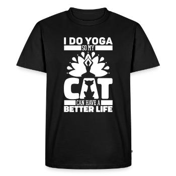 Chat de yoga - T-shirt Premium bio Homme - noir - Devant - Nico (187cm)