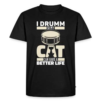 Batterie Batteur Batteur Cat - T-shirt Premium bio Homme - noir - Devant - Nico (187cm)