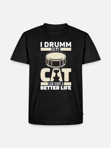 Drums Drummer Drummer Cat - Men's Premium Organic T-Shirt - black