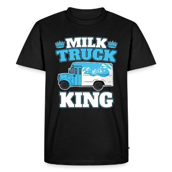 Wagon de lait de vache King Milk - T-shirt Premium bio Homme - noir - Devant - Nico (187cm)