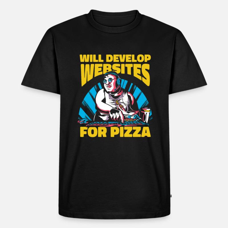 Web Entwickler Webdeveloper Pizza - Männer Premium Bio T-Shirt - Schwarz