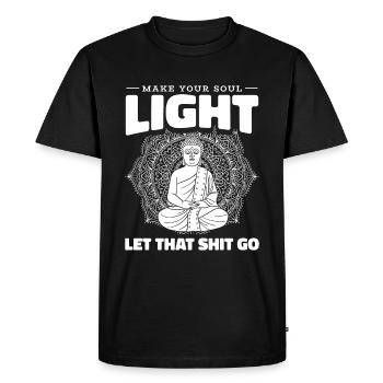 Bouddha Bouddha bouddhiste, lâche la merde - T-shirt Premium bio Homme - noir - Devant - Nico (187cm)