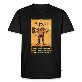 Web Developer Web Developer Coffee - Men's Premium Organic T-Shirt - black - Front - Nico (187cm)