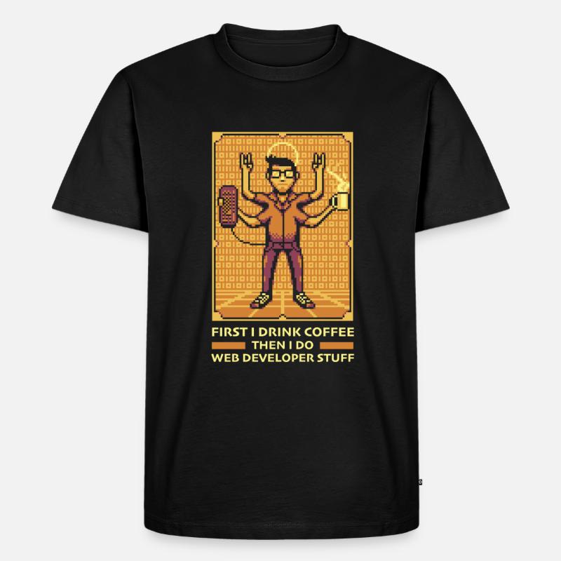Web Entwickler Webdeveloper Kaffee - Männer Premium Bio T-Shirt - Schwarz